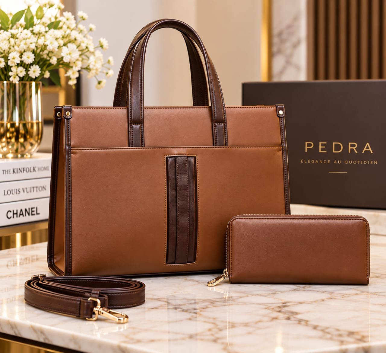 Sacs à main de marque tendance class pour femme en lot de 2-en-1 avec un petit portefeuille ou une pochette assortie).