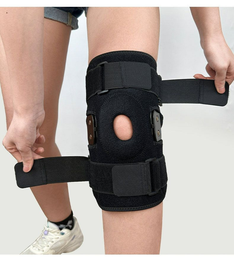 Une genouillère de sport dotée d'un coussinet en silicone pour la protection de la rotule.