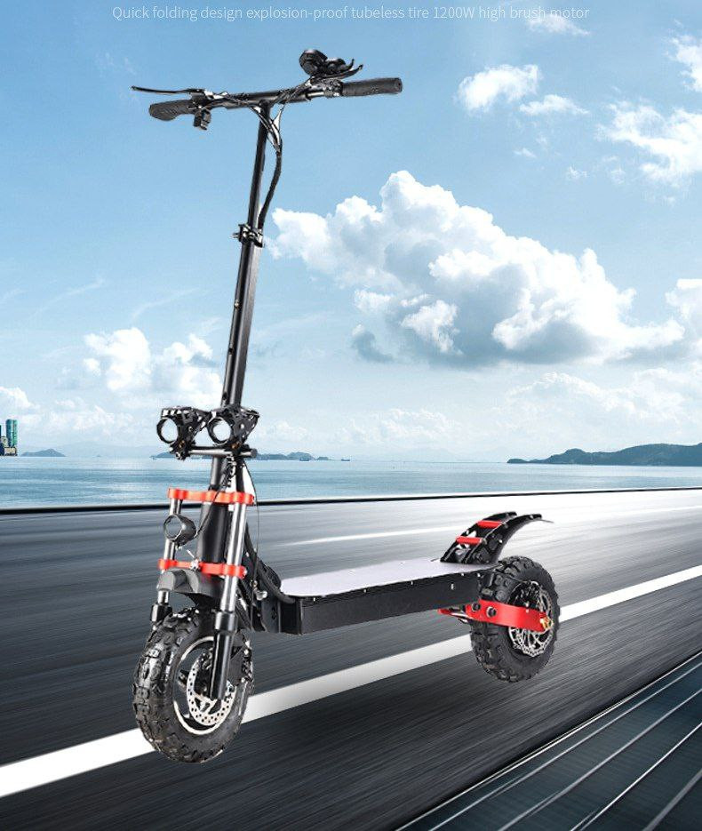 Scooter électrique pliant de commerce extérieur, moteur de 800 W à pliage pratique et rapide, scooter de mobilité pour adulte à pneu pneumatique de 11 pouces