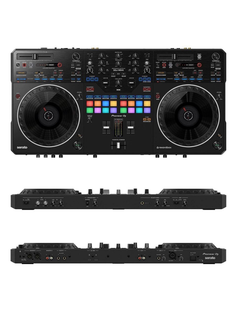 Contrôleur DJ Pioneer DJ DDJ-REV5, un appareil de performance à 2 canaux orienté scratch.