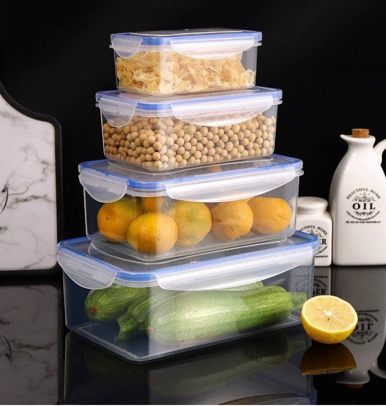 Boîte à lunch en plastique chauffée au micro-ondes avec couvercle boîte à lunch pour employé de bureau avec joint boîte rectangulaire scellée résistante à l'humidité 4 boites